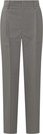 Victoria Beckham Pleated Virgin Wool Broeken - Dames - Broeken - Grijs - XS - Wol - Broeken