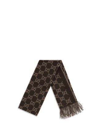 Gucci Mens Gg Cashmere Scarf Brown-Beige Kashmir-Capra Hircus Brown/beige Kashmir/capra Scarfs