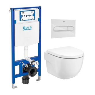 Roca Roca Duplo Con Pulsador Pl1 Blanco Brillo Inodoro Susp. Meridian Bl 48