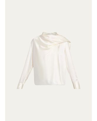 A.L.C. Nadine Draped Silk Scarf Top