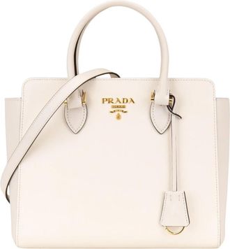 Prada Leren Crossbody Tas - Dames - Schoudertassen - Wit - ONE Size - Leer - Tassen