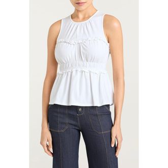Cinq &agrave; Sept Pania Smocked Ruffle Sleeveless Top in White at Nordstrom Rack, Size Xx-Small