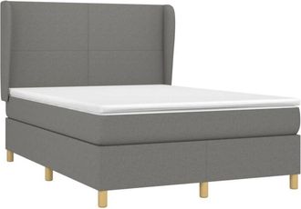 vidaXL Cama Box Spring Con Colch&oacute;n Tela Gris Oscuro 140x200 Cm Vidaxl