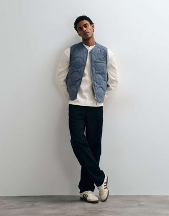 Arket gilet trapuntato con zip frontale grigio