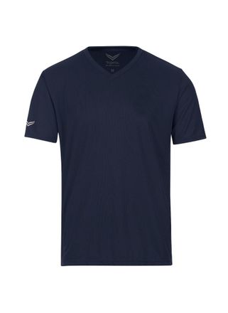 Trigema T-Shirt TRIGEMA TRIGEMA V-Shirt COOLMAX, Damen, Gr. 4XL, blau (navy), 100% Polyester (recycelt), Shirts T-Shirt