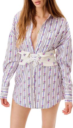 For Love & Lemons Dahlia Boyfriend Shirt In Blue