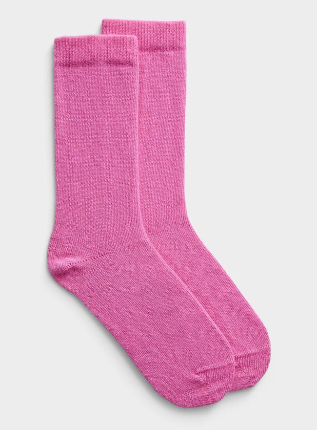 Womens Solid wool-cashmere sock