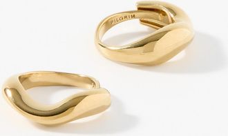 Pilgrim Womens Adjustable wavy rings Set of 2