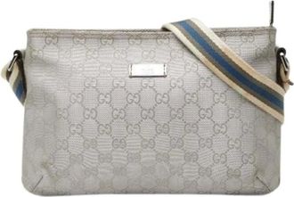 Gucci Pre-owned Cross Body Bags, female, Gray, Size: ONE SIZE Pre-owned Canvas Cross Body Bag