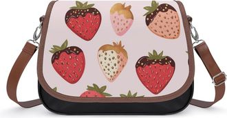 Generic Chocolate Covered Strawberry Glitter Crossbody Bags for Women Fashion Leather Shoulder Handbags With Adjustable Strap