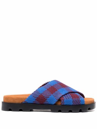 Camper check-print sandals - women - Recycled Cotton/Cotton/Fabric/Rubber - 35 - Blue