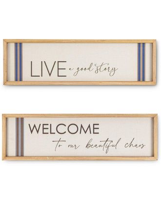 Gerson International Set Of Two 11.75-In L Wood And Linen Inspirational