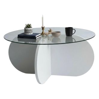 Dmora Mesa De Caf&eacute; Metis, Mesa De Centro Baja, Revistero Para Sof&aacute;, Estante De La Sala De Estar, 75x75h35 Cm, Blanco, Con Embalaje Reforzado - Dmora