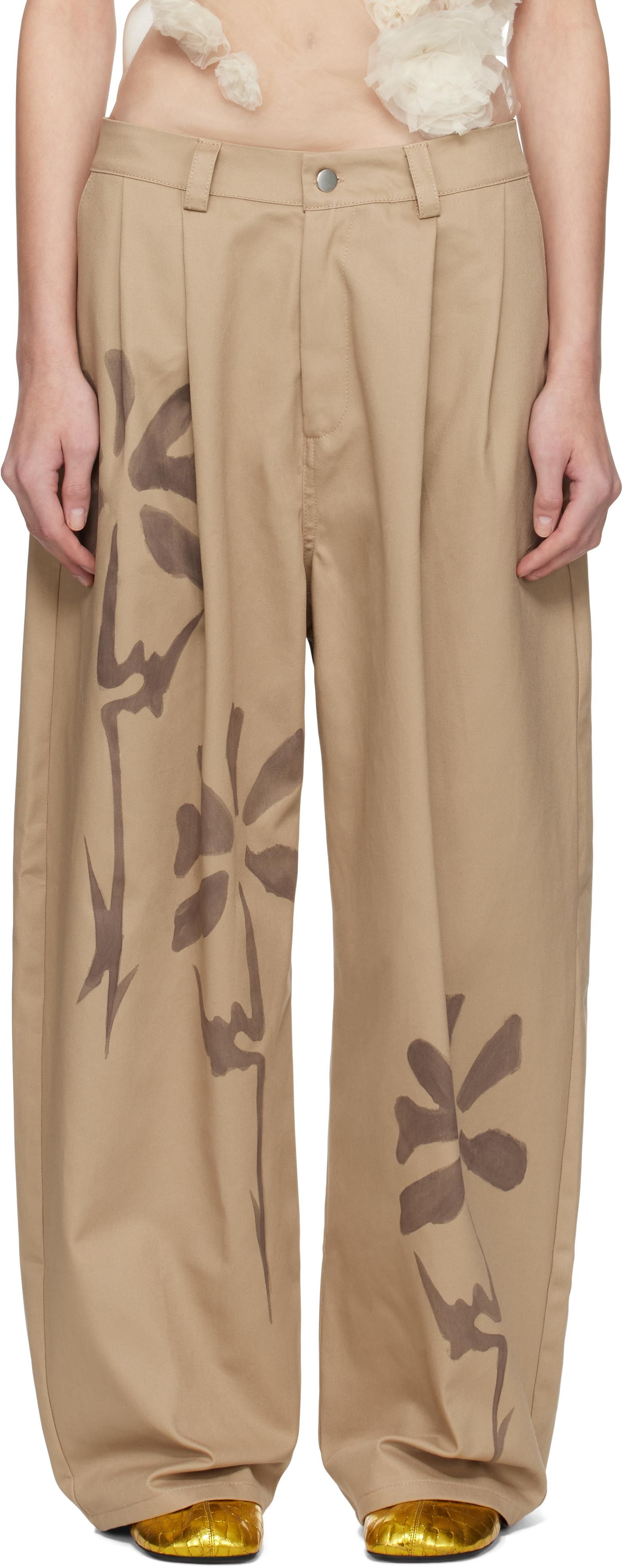 パンツ [COLLINA STRADA] Denim Brown Floral Pants Collina Strada Designer Pants for Women | Nordstrom