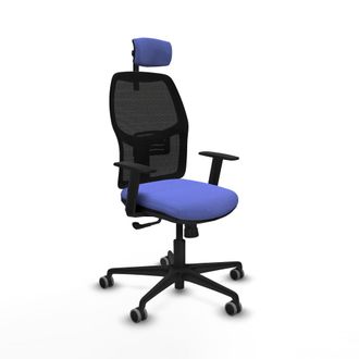 Piqueras y Crespo Alfera Sincro Malla Negra Bali Azul Claro Brazos 1d Base Nailon Cabecero 2d Ruedas 65mm Engomadas