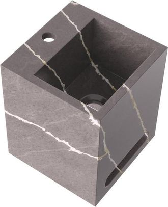 Marcel Breuer Nova Fontein - 25x25x30cm - vrijhangend - blinde ophanging - 1 kraangat - marmerlook - Copper Brown