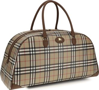 Burberry Mens Check Travel Bag Archive Beige Cotton Suitcases