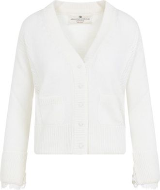 Ermanno Scervino White Knitted V Neck Cardigan