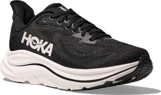 Hoka One One Womens Clifton 10 Wide Running Shoes In Black/white