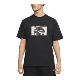 Nike Mens Nike Alphabet Logo Pattern Printing Round Neck Pullover Short Sleeve Black T-Shirt DR5758-010