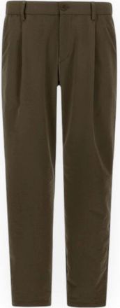 Herno Seersucker Straight-Leg Broek - Heren - Slim Fit Broeken - Groen - M - Katoen - Broeken