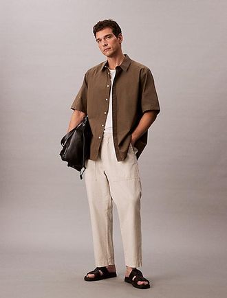 Calvin Klein Pantalones de lino y algod&oacute;n