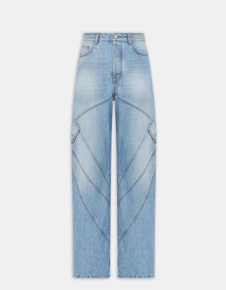 Amiri Womens Womens Panelled Jeans Blue - Size: 10