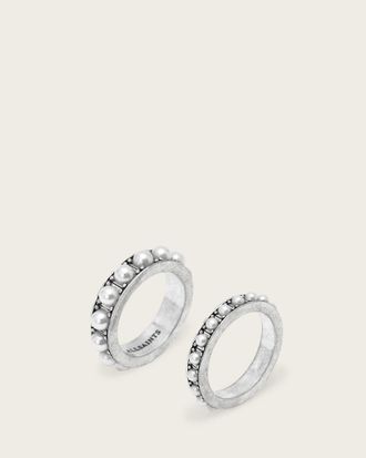 AllSaints Brass Nellie Two Ring Set, Size: S