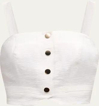 Ramy Brook Gabi Button-Front Crop Top