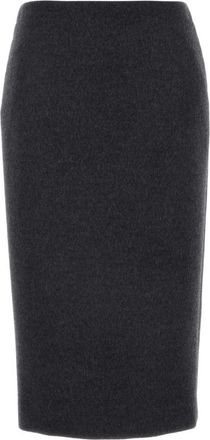 Gucci Dark Grey Embroidered Wool And Silk Skirt