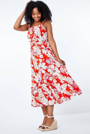Roman Floral Tiered Midi Sundress