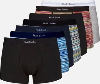 Paul Smith Mens Paul Smith 7-Pack Signature Stripe Mixed Boxer Trunks, Multi - Black - Size: 32/30/31