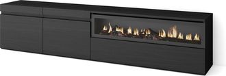 Skraut Home Skraut Home - Mueble Tv, Televisi&oacute;n, Muebles De Sal&oacute;n, Almacenaje, 200x45x35cm, Para Tv Hasta 80, Chimenea El&eacute;ctrica, Estilo Moderno, Negro