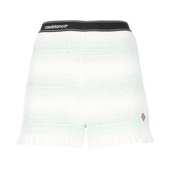 Casablanca White Cotton Shorts with Striped Pattern