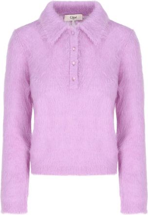 Chlo&eacute; Truien & Vesten, Dames, Paars, S, Wol, Ronde hals gebreide kleding