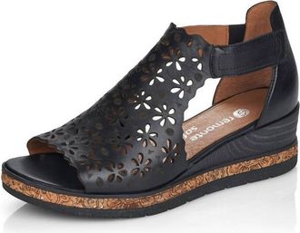 Rieker Womens Perf Mid Wedge Sandals In Black