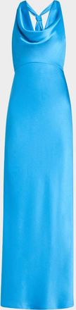 Emanuel Ungaro Katniss Cowl-Neck Halter Gown