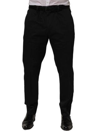 Dolce & Gabbana Cotton Tapered-Leg Dress Trousers - Black