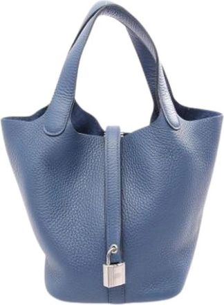 Herm&egrave;s Pre-owned Vintage Bucket Bag - Dames - Vintage Tas - Blauw - ONE Size - Leer - Vintage