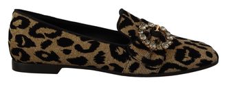 Dolce & Gabbana Womens Leopard Print Loafers Cc0017 - Brown Cotton - Size 36.5 EU/IT
