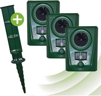 OEM Repelente Ultras&oacute;nico Para Animales - Funciona Con Pilas - Repele Eficazmente Animales Salvajes, Aves Y Martas Emitiendo Se&ntilde;ales Sonoras, 3 Unidades
