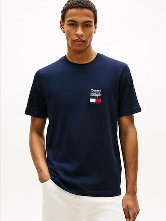 Tommy Hilfiger Logo Embroidery Jersey Crew Neck T-Shirt