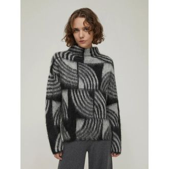 Pennyblack Turtlenecks, female, Gray, S, Geometric Mohair Knit Jumper