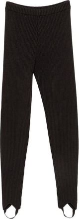 Frankie Shop Piuma Gebreide Legging met Voetlus - Dames - Broeken - Bruin - Maat: S Wol