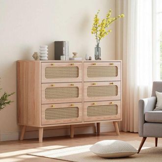 OEM C&oacute;moda 6 Cajones - Madera Natural - Antivuelco - Dise&ntilde;o Contempor&aacute;neo - 100x34x73 Cm