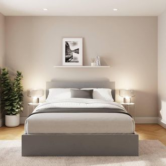 GFW End Lift Ottoman Storage Bed Velvet in Charcoal | Size: King