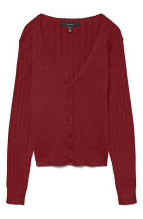Vero Moda Willow Scallop Cardigan in Syrah at Nordstrom Rack, Size X-Small