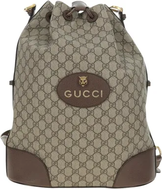 Gucci Neo Vintage Drawstring Bucket Gg Coated Canvas Beige Canvas Backpack Bag (Pre-Owned)