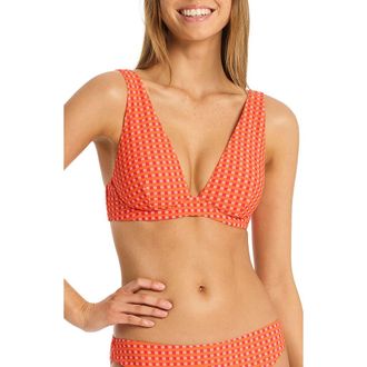 Sea Level Australia Checkmate Longline Underwire Bikini Top in Red at Nordstrom Rack, Size 6 Us / 10 Au