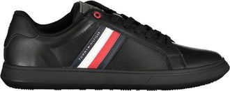 Tommy Hilfiger Chique zwarte sneakers met iconische details - Heren - Sneakers - Zwart - 40 EU - Leer - Schoenen